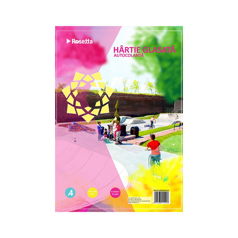 Hartie glasata autocolanta A4 Rosetta 6 culori/set Alba Carolina