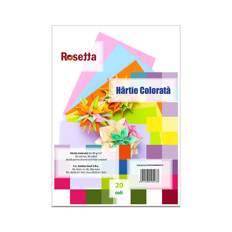 Hartie colorata Rosetta A4, 20 coli