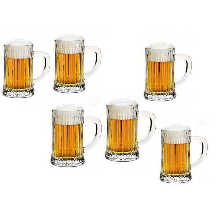 Set 6 halbe de bere, Bohemia Cristal, din cristal, colectia Caren, 500ml