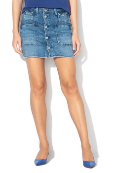 Pepe Jeans London, Fusta mini regular fit de denim Alba, Albastru, 2XS Pepe Jeans London, Fusta mini regular fit de denim Alba, Albastru, 2XS