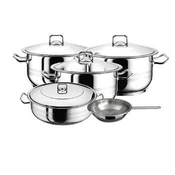 Set 3 oale cu capac 6 piese 3l 6l 10.5l HASCEVHER GASTRO +cratita 8.5 l+tigaie Set 3 oale cu capac 6 piese 3l 6l 10.5l HASCEVHER GASTRO +cratita 8.5 l+tigaie