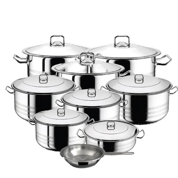 Set 7 oale cu capac 14 piese 3l 6l 10.5l 16.5l 23.5l 30l 54l HASCEVHER GASTRO +cratita 8.5 l+tigaie Set 7 oale cu capac 14 piese 3l 6l 10.5l 16.5l 23.5l 30l 54l HASCEVHER GASTRO +cratita 8.5 l+tigaie