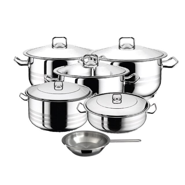 Set 4 oale cu capac 8 piese 3l 6l 10.5l 16.5l HASCEVHER GASTRO +cratita 8.5 l+tigaie