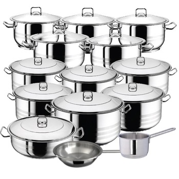 Set 11 oale cu capac 22 piese 3l 4l 6l 8l 10.5l 13l 16.5l 20l 23.5l 26.5l 30l +cratita 8.5 l+tigaie+cratita cu coada 2l HASCEVHER GASTRO Set 11 oale cu capac 22 piese 3l 4l 6l 8l 10.5l 13l 16.5l 20l 23.5l 26.5l 30l +cratita 8.5 l+tigaie+cratita cu coada 2l HASCEVHER GASTRO