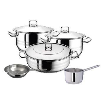 Set 2 oale cu capac 4 piese 3l 6l HASCEVHER GASTRO +cratita 8.5 l+tigaie+cratita cu coada 2l Set 2 oale cu capac 4 piese 3l 6l HASCEVHER GASTRO +cratita 8.5 l+tigaie+cratita cu coada 2l