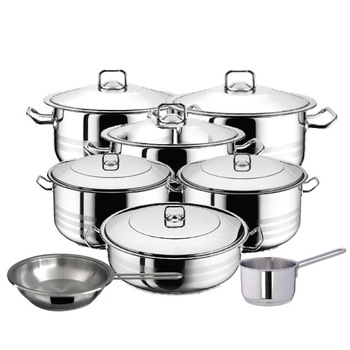 Set 5 oale cu capac 10 piese 3l 6l 10.5l 16.5l 23.5l HASCEVHER GASTRO +cratita 8.5 l+tigaie+cratita cu coada 2l Set 5 oale cu capac 10 piese 3l 6l 10.5l 16.5l 23.5l HASCEVHER GASTRO +cratita 8.5 l+tigaie+cratita cu coada 2l