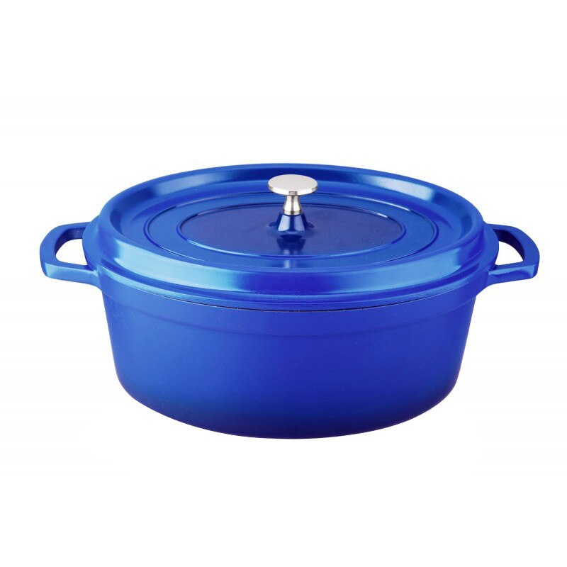 Cratita aluminiu 5.4 Litri Grunberg, 30 cm, Capac, Interior teflonat, Albastru