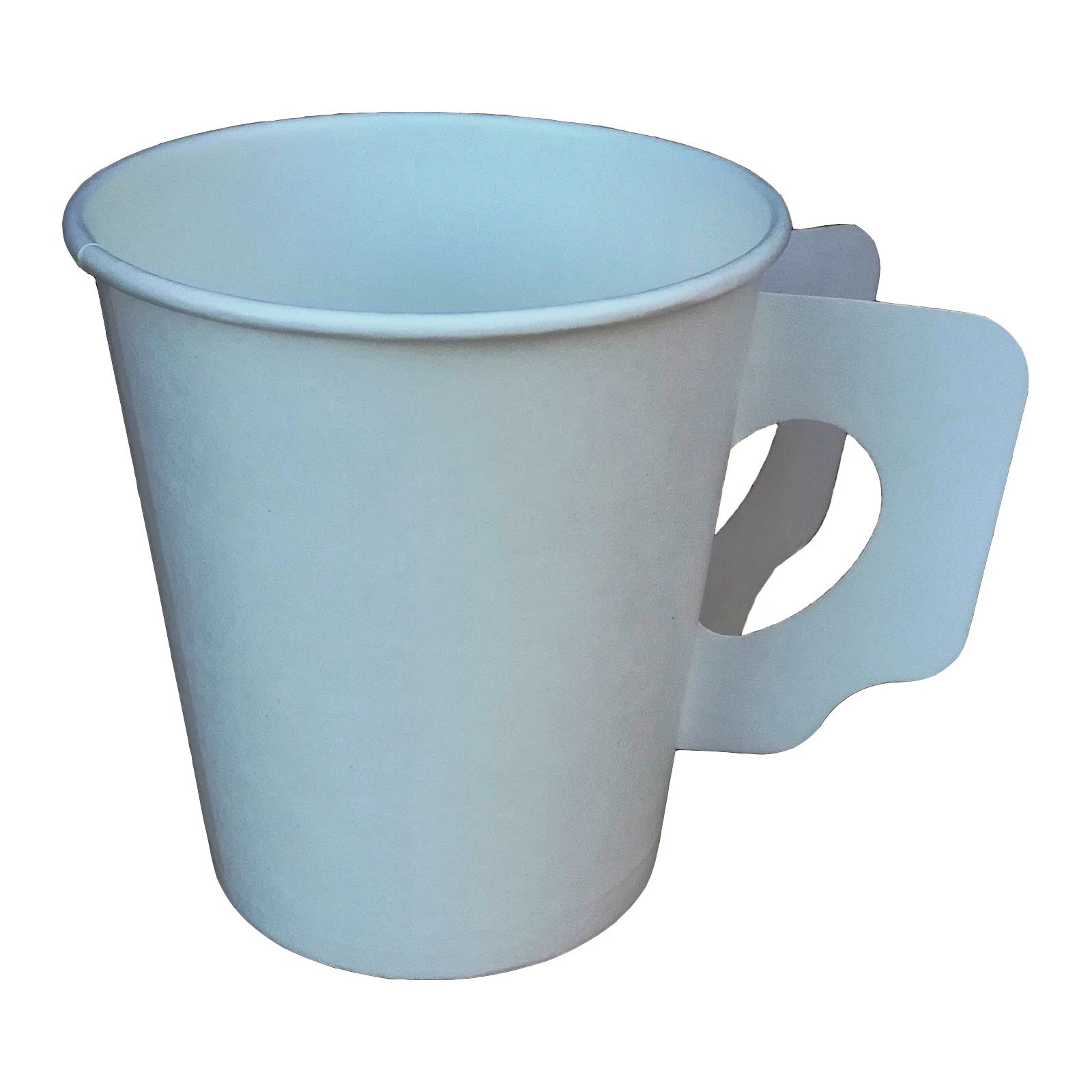 Set 150 bucati Pahare de carton cu maner,175 ml,alb,diametru 73 mm,brand AMS