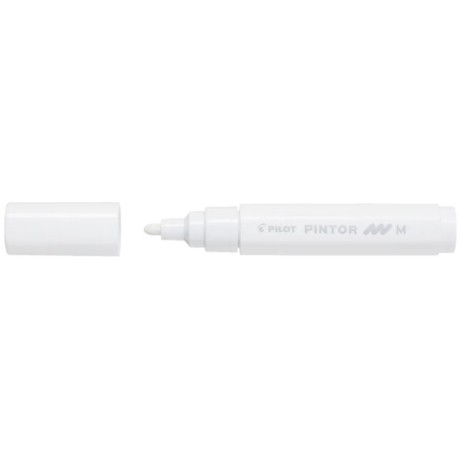 Marker cu vopsea Pilot Pintor Pastel, varf rotund, 1.4 mm, Alb