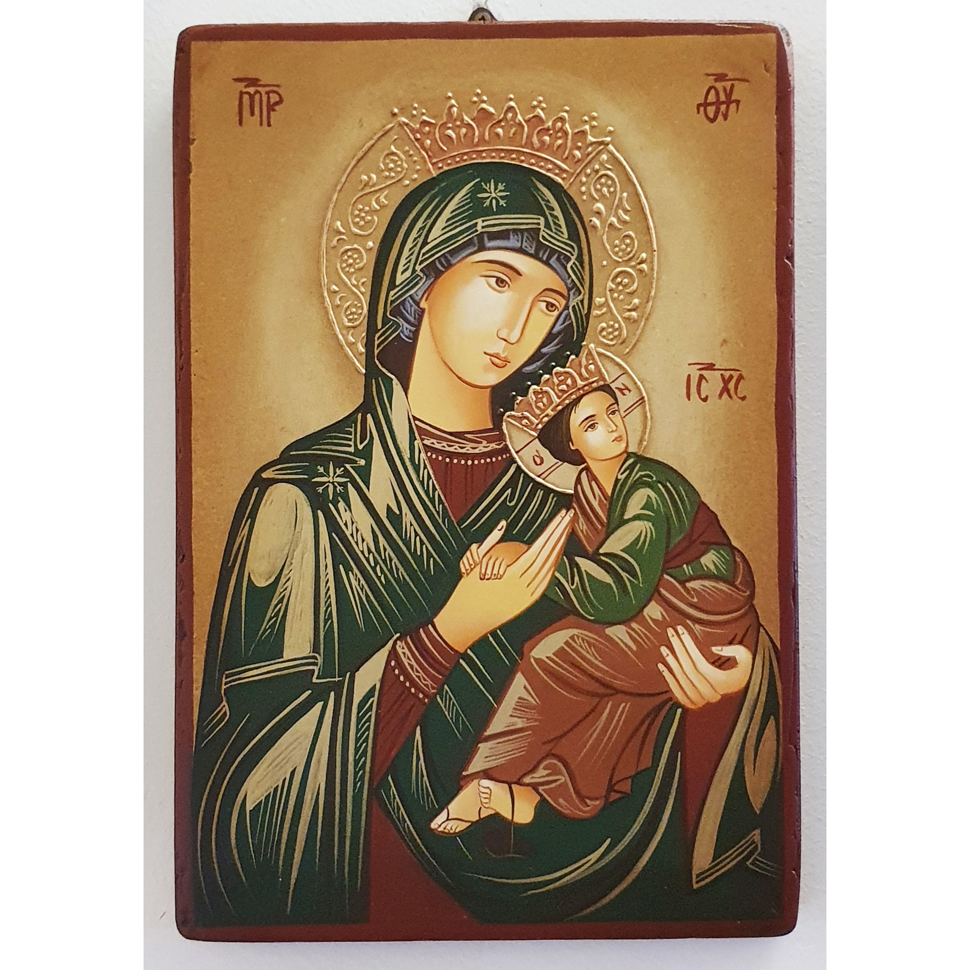 Icoana pictata pe lemn Maica Domnului 118, Artizanat Opait, 22x18 cm
