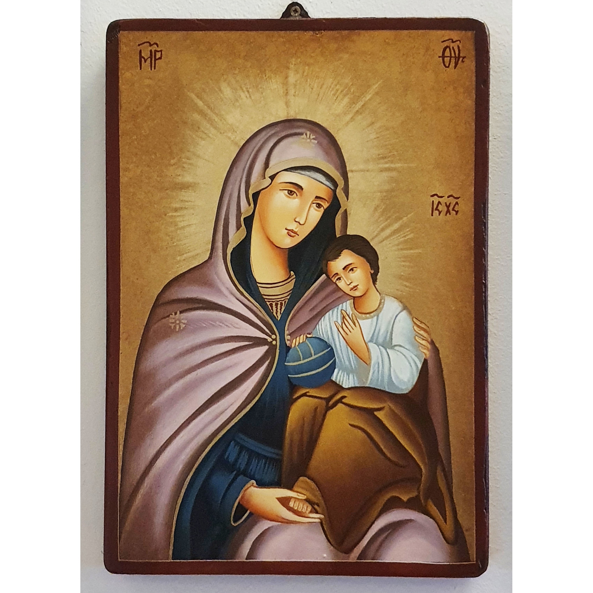 Icoana pictata pe lemn Maica Domnului 121, Artizanat Opait, 32x22cm