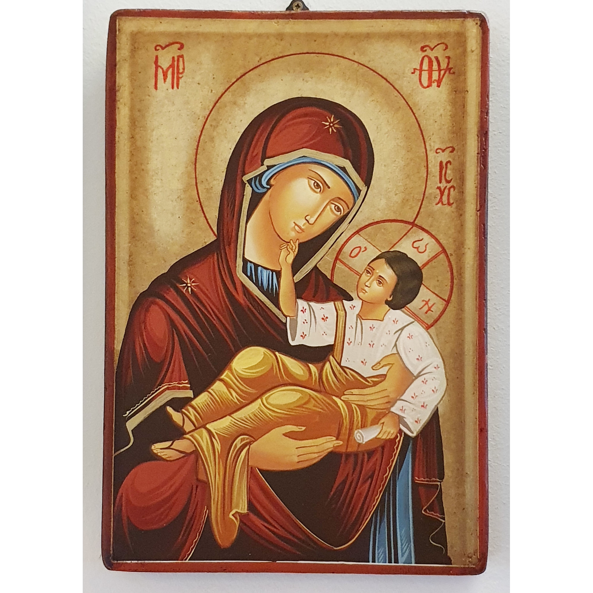 Icoana pictata pe lemn Maica Domnului 125, Artizanat Opait, 44x32cm