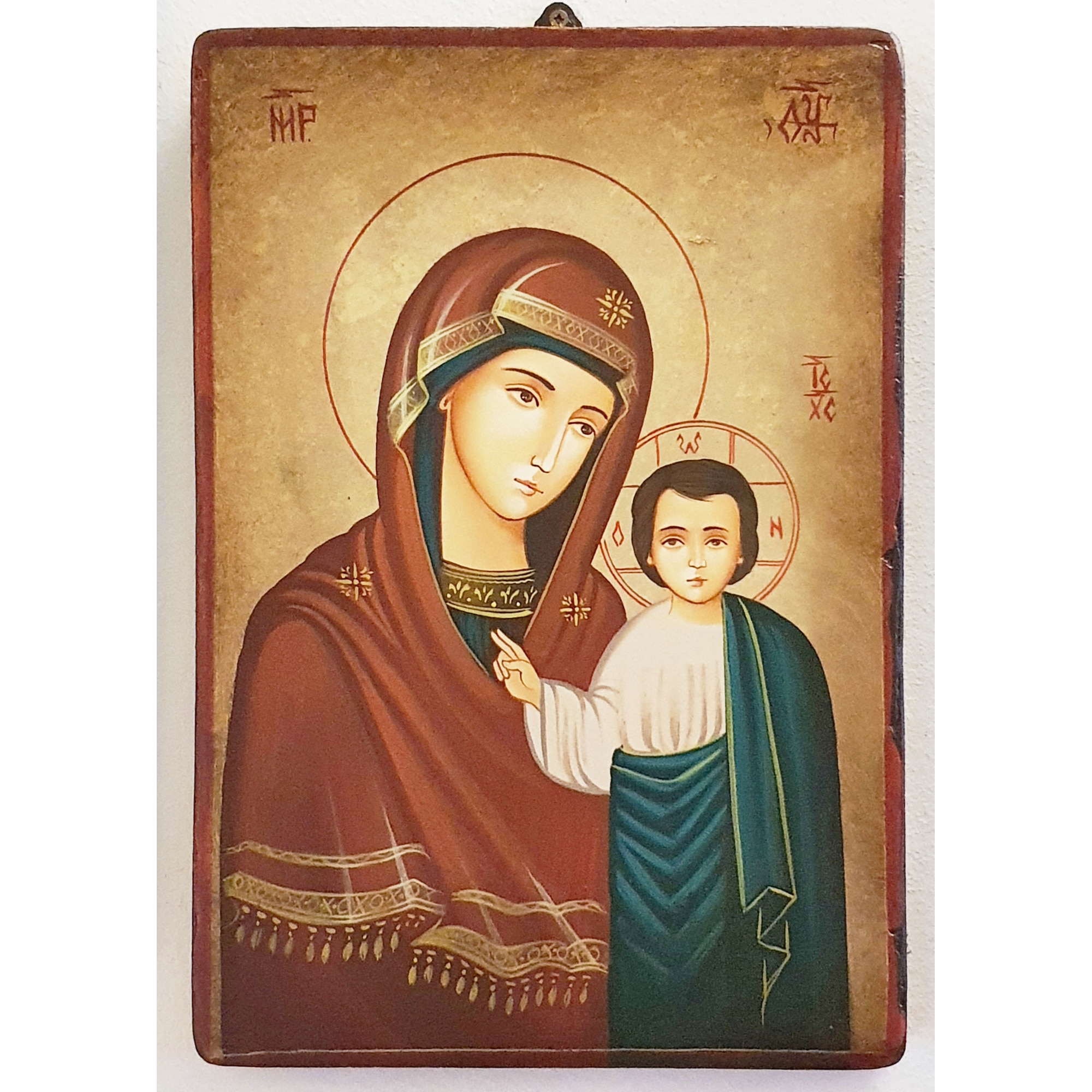 Icoana pictata pe lemn Maica Domnului 128, Artizanat Opait, 44x32cm