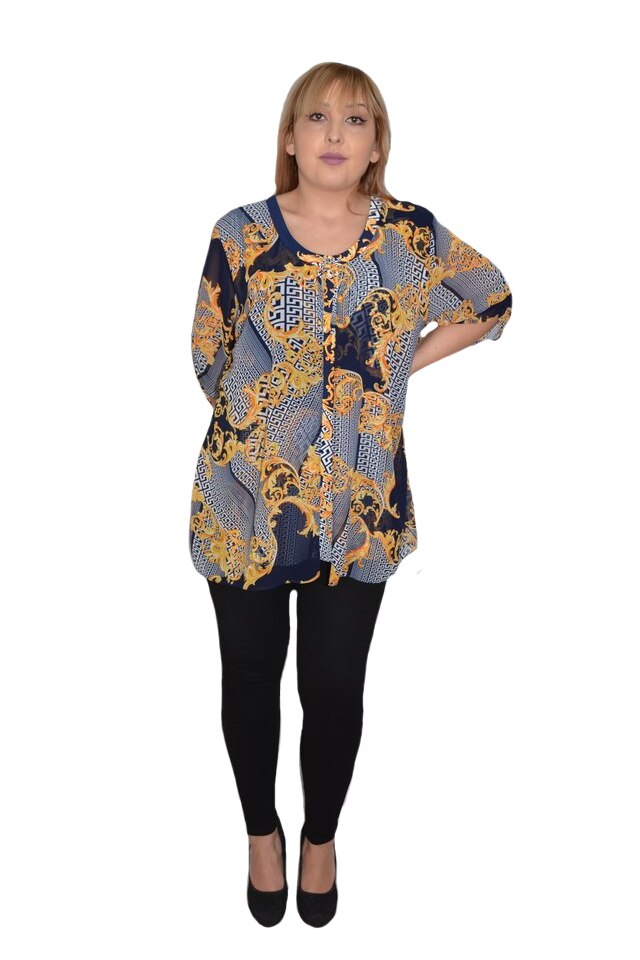 Bluza dama, casual, model abstract, croi lejer, D&J Exclusive, Bleumarin