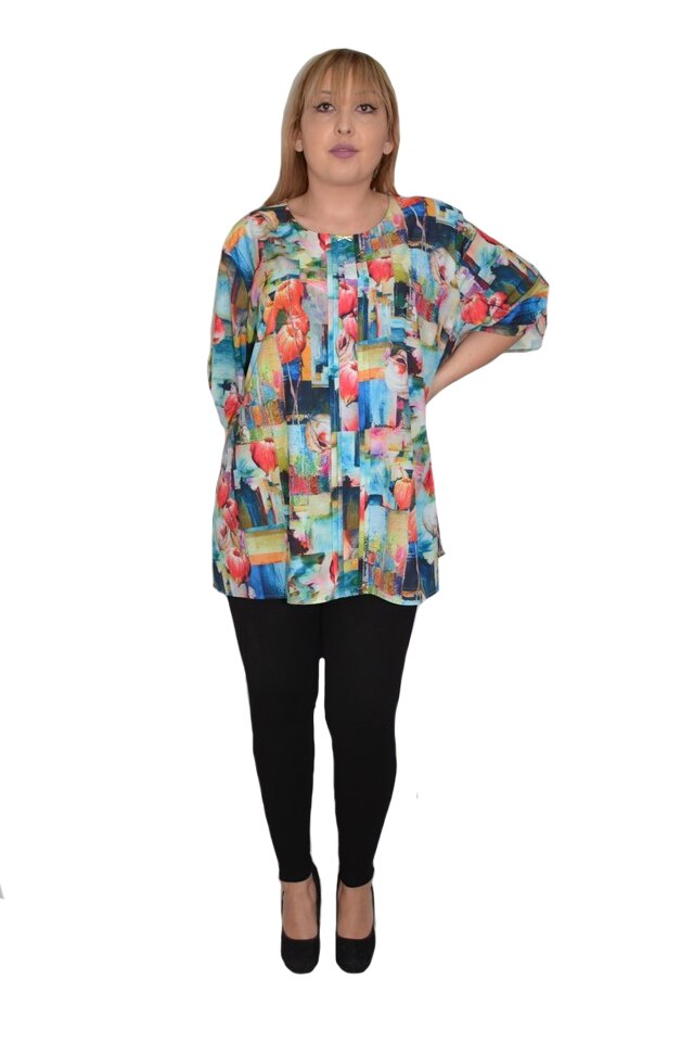 Bluza dama, casual, model vintage, croi lejer, D&J Exclusive, Multicolor