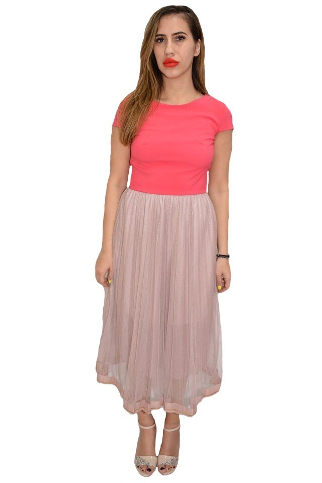 Fusta dama, din tull, scurta, eleganta, D&J Exclusive, Roz