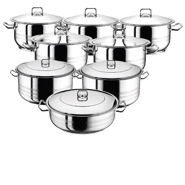 Set 7 oale cu capac 14 piese 3l 4l 6l 8l 10.5l 13l 16.5l +cratita 8.5 l HASCEVHER GASTRO