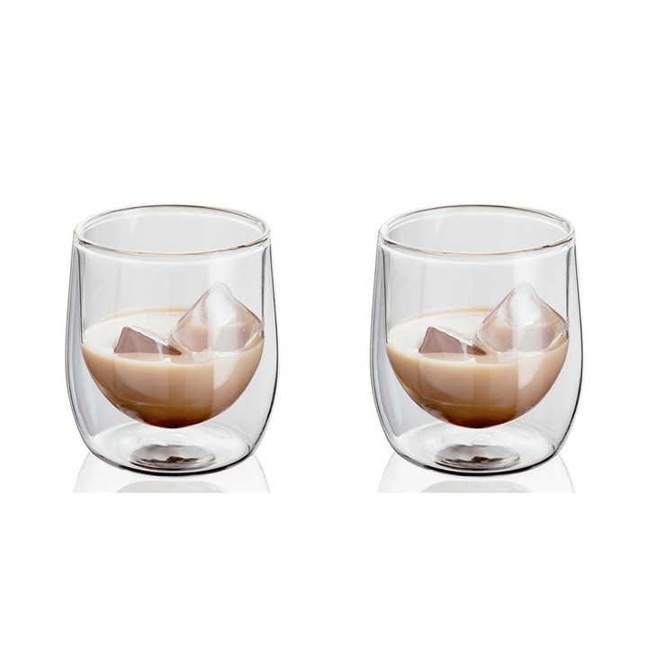 Set 2 pahare Judge, pereti dubli din sticla, 200 ml