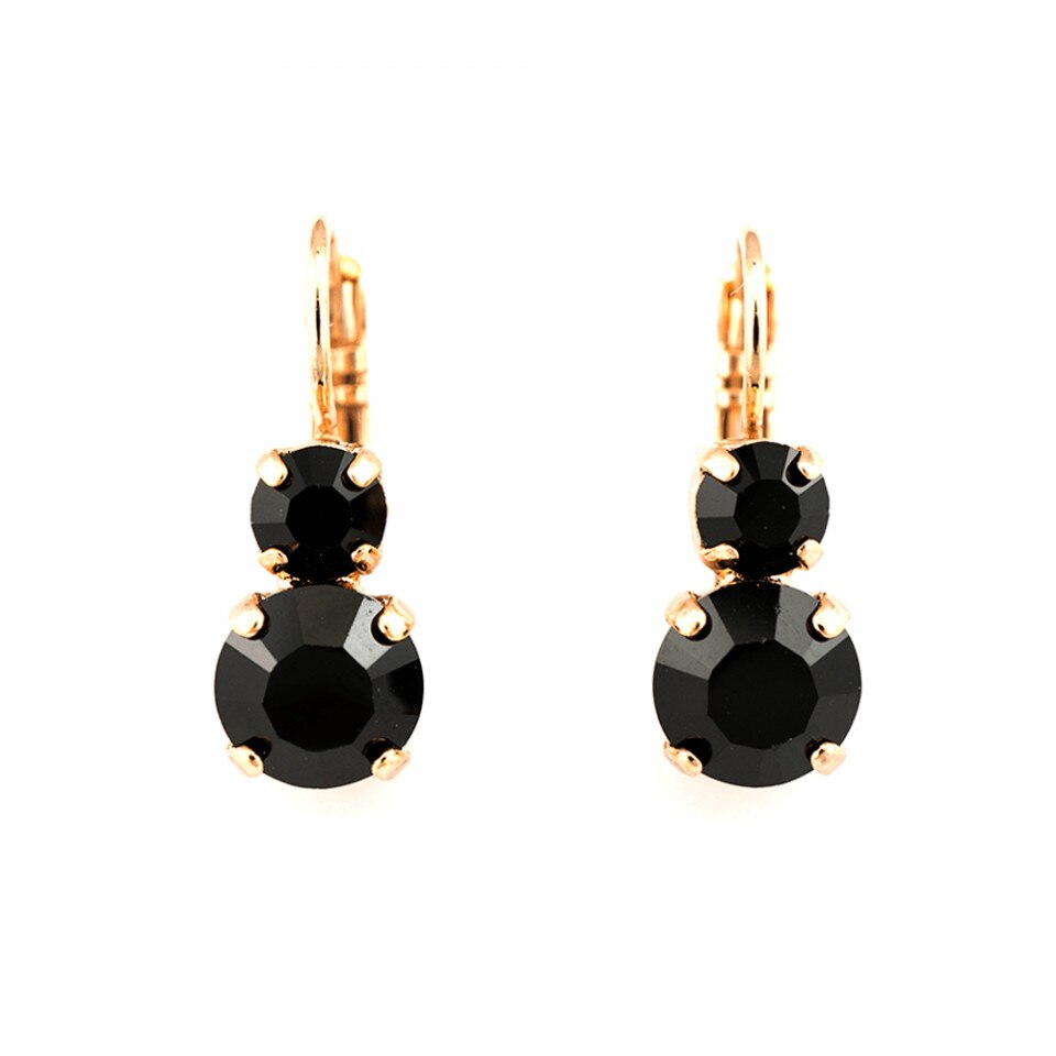 Cercei placati cu Aur roz de 24K, Cristale Swarovski, Check Mate by Roxannes - Mariana Jewellery, Negru 1190-280RG6