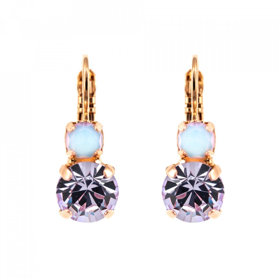 Cercei placati cu Aur roz de 24K, Cristale Swarovski si Pietre semipretioase, Elizabeth by Roxannes - Mariana Jewellery, Mov/Alb Opal 1190-M83371RG6