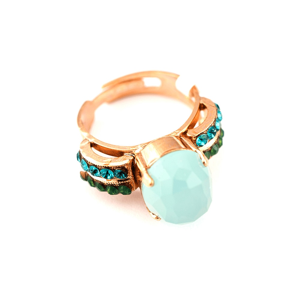 Inel placat cu Aur roz de 24K, Cristale, Julia by Roxannes - Mariana Jewellery, Verde/Albastru 7123-3322RG