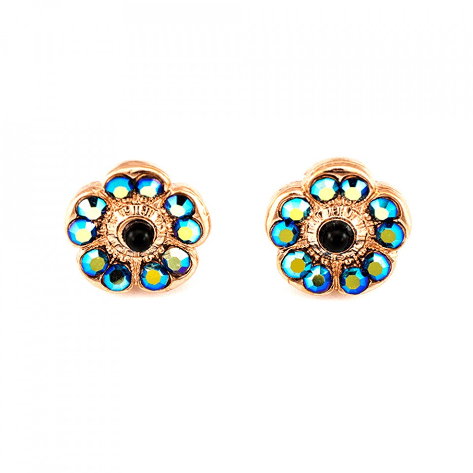 Cercei placati cu Aur roz de 24K, Cristale Swarovski, Grease Lightning by Roxannes - Mariana Jewellery, Albastru 1220-667RG2