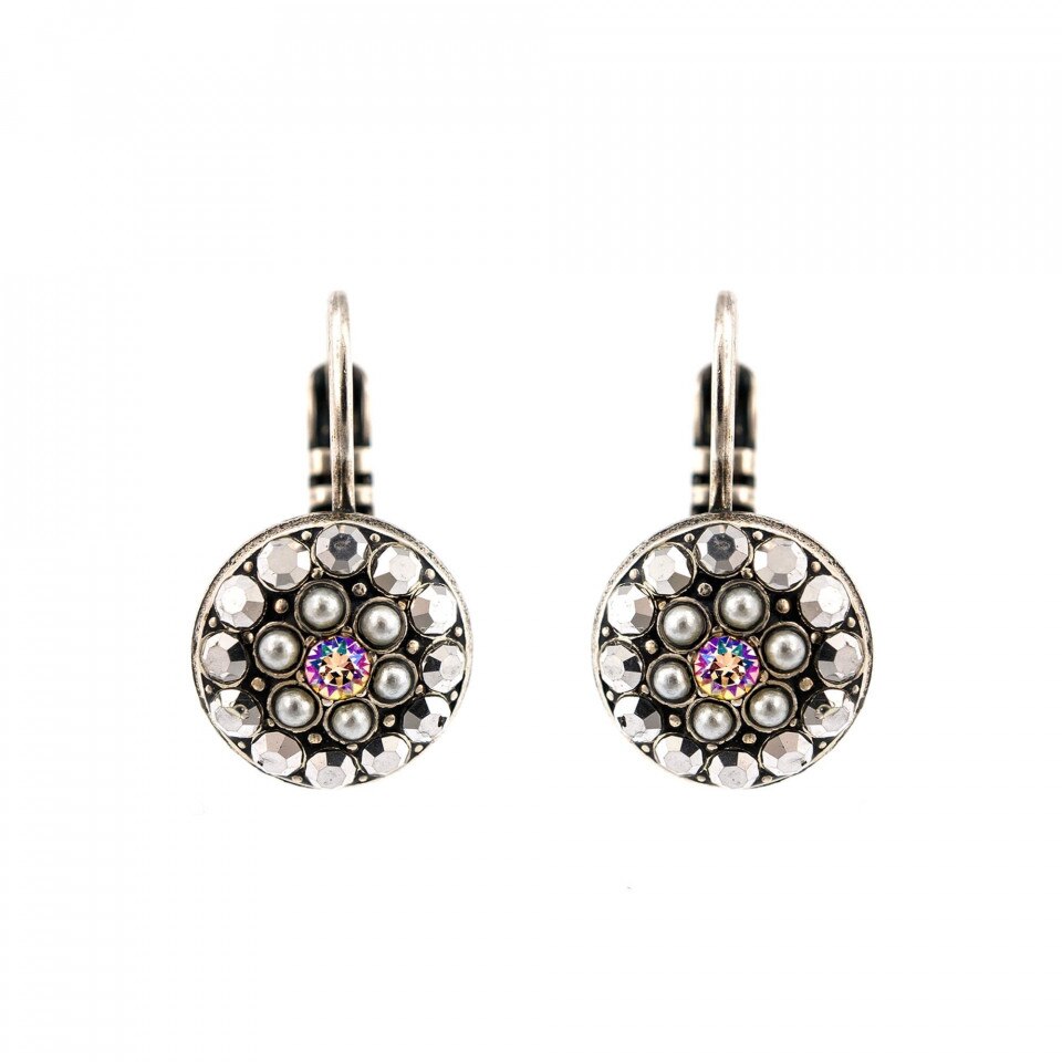 Cercei placati cu Argint 925, Cristale Swarovski, Casablanca by Roxannes - Mariana Jewellery, Alb/Gri 1416-1006SP6