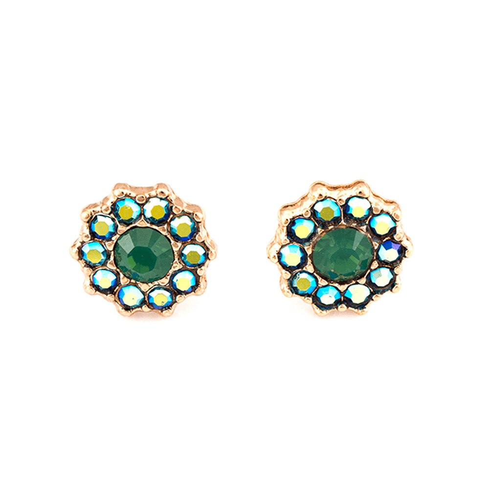 Cercei placati cu Aur roz de 24K, Cristale, Julia by Roxannes - Mariana Jewellery, Verde/Albastru 1157-3322RG2