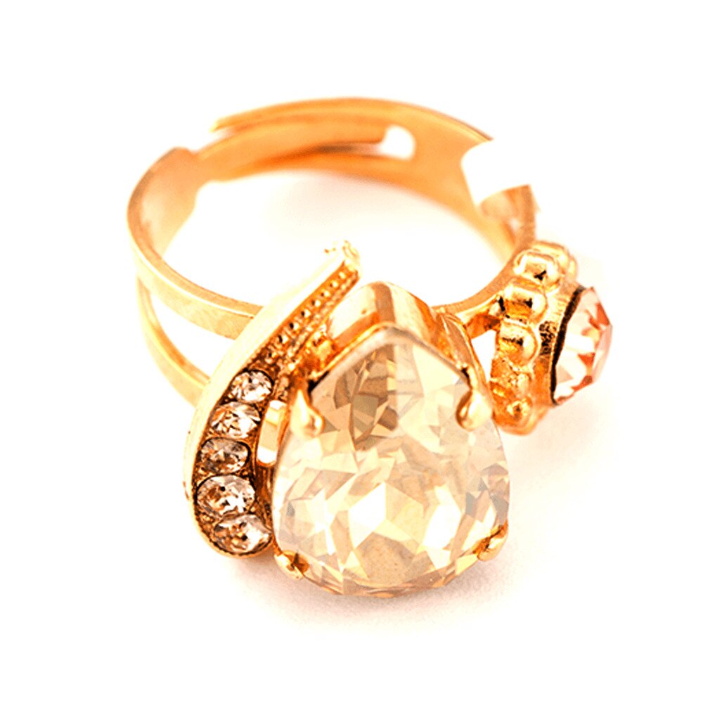 Inel placat cu Aur roz de 24K, Cristale, Jackie by Roxannes - Mariana Jewellery, Bej 72009-39132RG