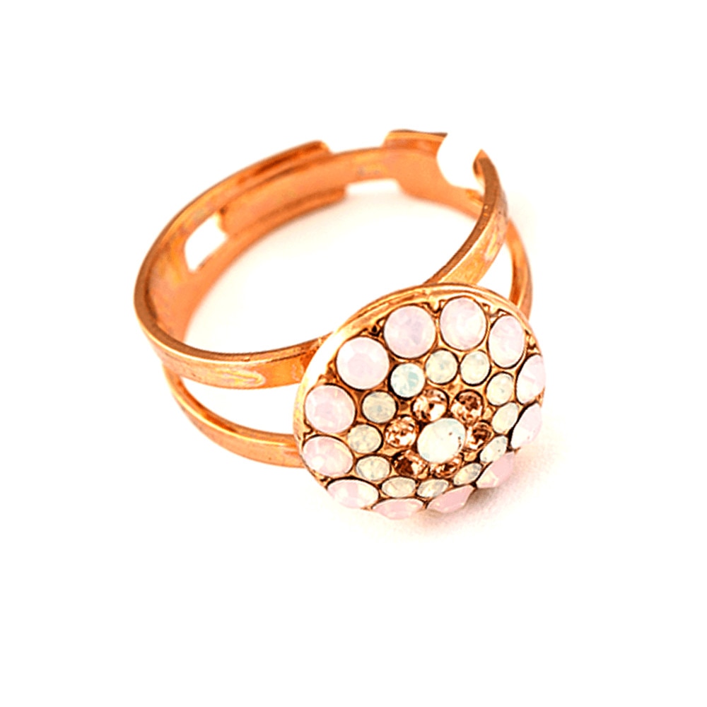 Inel placat cu Aur roz de 24K, Cristale, Tiara Day by Roxannes - Mariana Jewellery, Alb/Roze 7141/1-2333RG