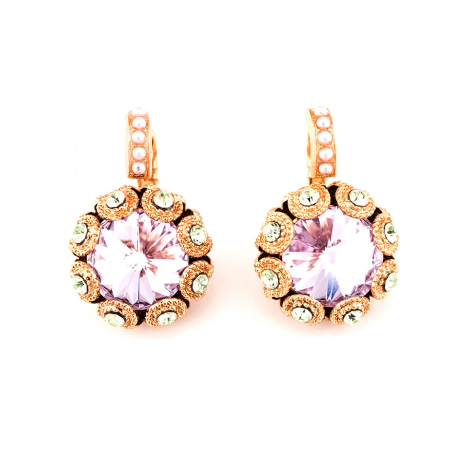 Cercei placati cu Aur roz de 24K, Cristale Swarovski, Iris by Roxannes - Mariana Jewellery, Mov 1386-1327RG6