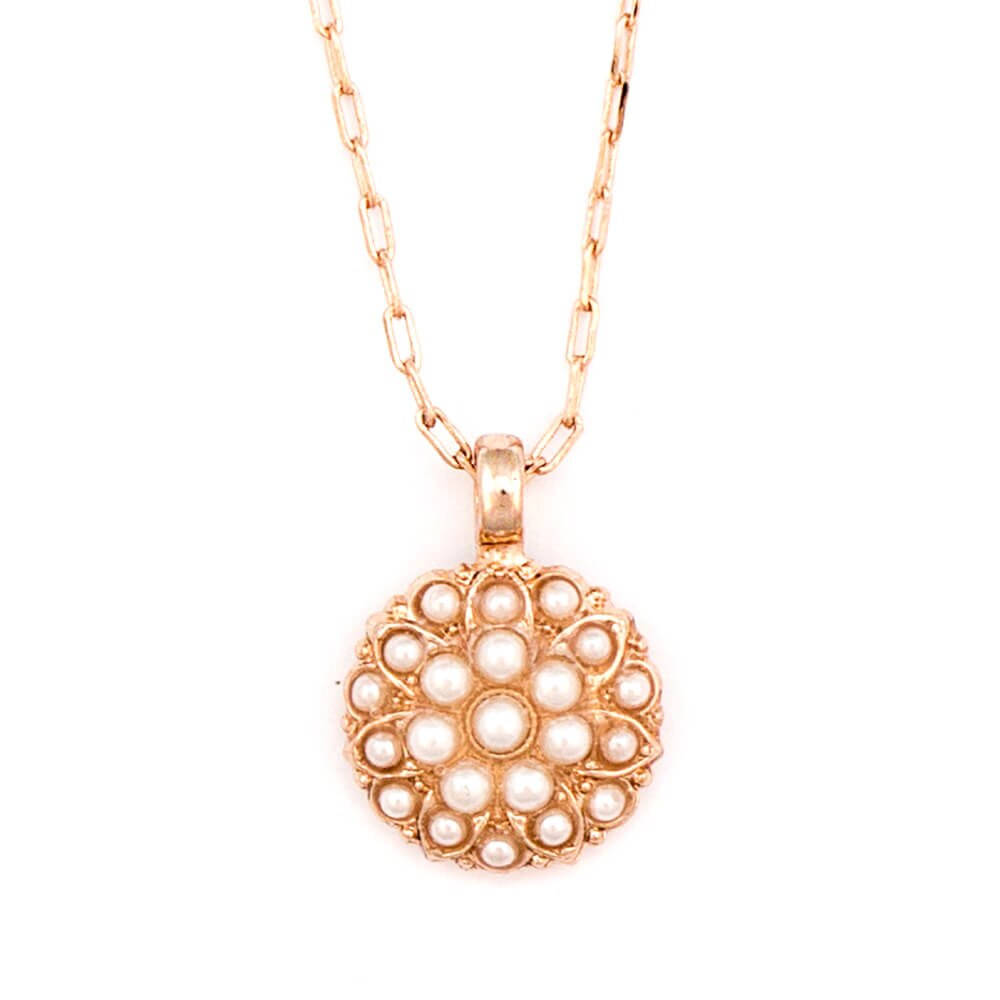 Pandantiv cu lant placat cu Aur roz de 24K, Cristale si Pietre semipretioase, Guardian Angel by Roxannes - Mariana Jewellery, Alb 5212-M48RG