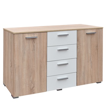 Comoda LILEIA NEW, 133x41x81cm, Sonoma + Alb Comoda LILEIA NEW, 133x41x81cm, Sonoma + Alb