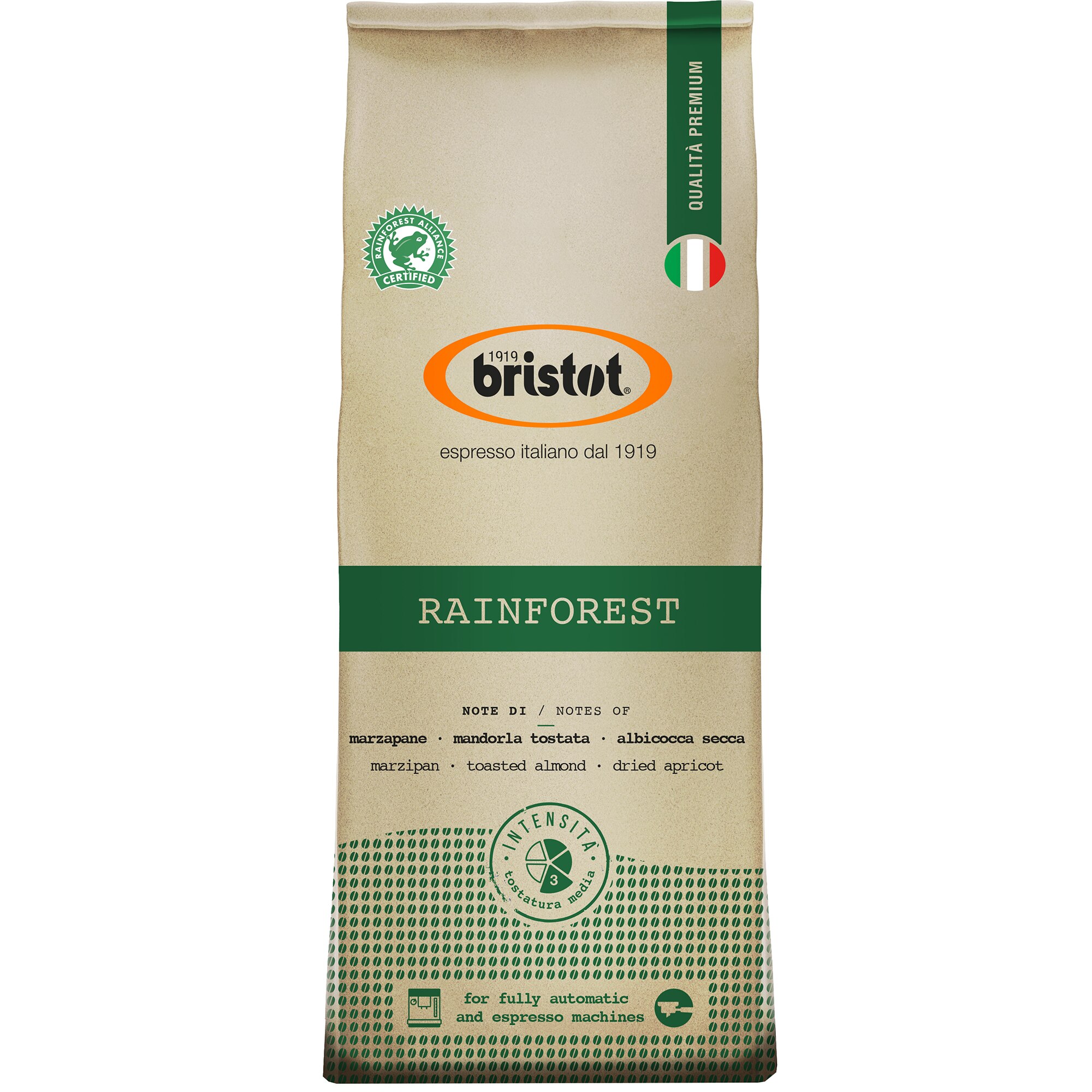 Cafea boabe Bristot Premium Selection Rainforest 500 gr.