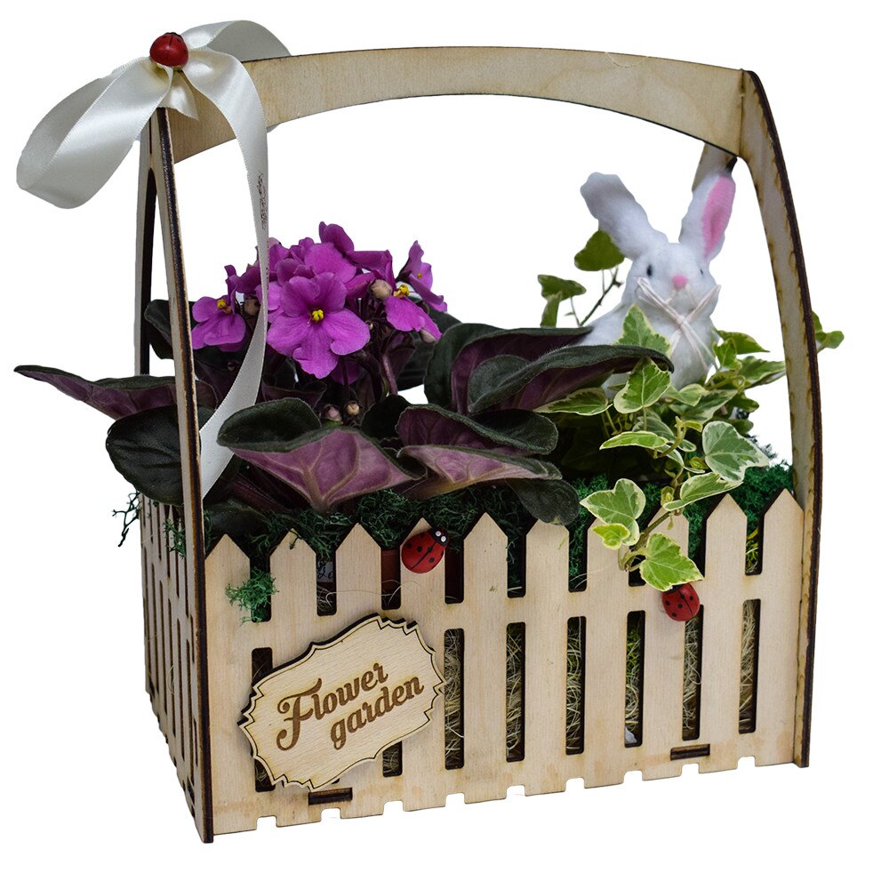 Cos pentru Pasti cu Flori si Iepuras din Plus