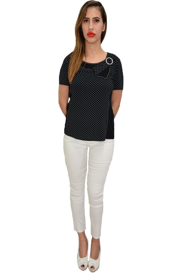 Tricouri dama, cu imprimeu de buline albe, D&J Exclusive, Negru