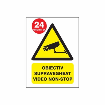 Indicator Obiectiv supravegheat video nonstop, pvc rigid, 20x30cm Indicator Obiectiv supravegheat video nonstop, pvc rigid, 20x30cm