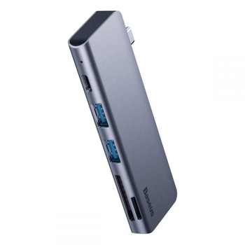 Adaptor HUB aluminiu 5-in-1 Baseus USB Type-C - 1x USB Type-C, 2x USB 3.0, 1x SD, 1x TF Adaptor HUB aluminiu 5-in-1 Baseus USB Type-C - 1x USB Type-C, 2x USB 3.0, 1x SD, 1x TF