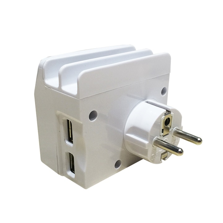 Адаптер за контакт Strohm, MicroUSB, 2xUSB, 16A, 2100mA, Поставка за телефон