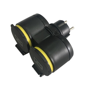 Adaptor priza Strohm, 2 prize cu capac, 16A, 3680W, 230V, IP44, Negru Adaptor priza Strohm, 2 prize cu capac, 16A, 3680W, 230V, IP44, Negru