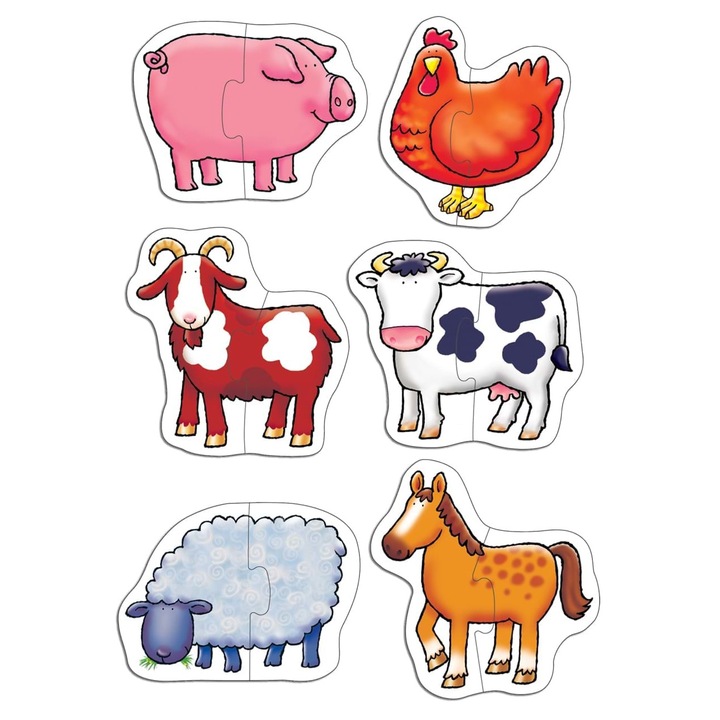 6 db-os Puzzle Orchard Toys Farm készlet, 12 db, 15 x 13 cm, tarka, MGC