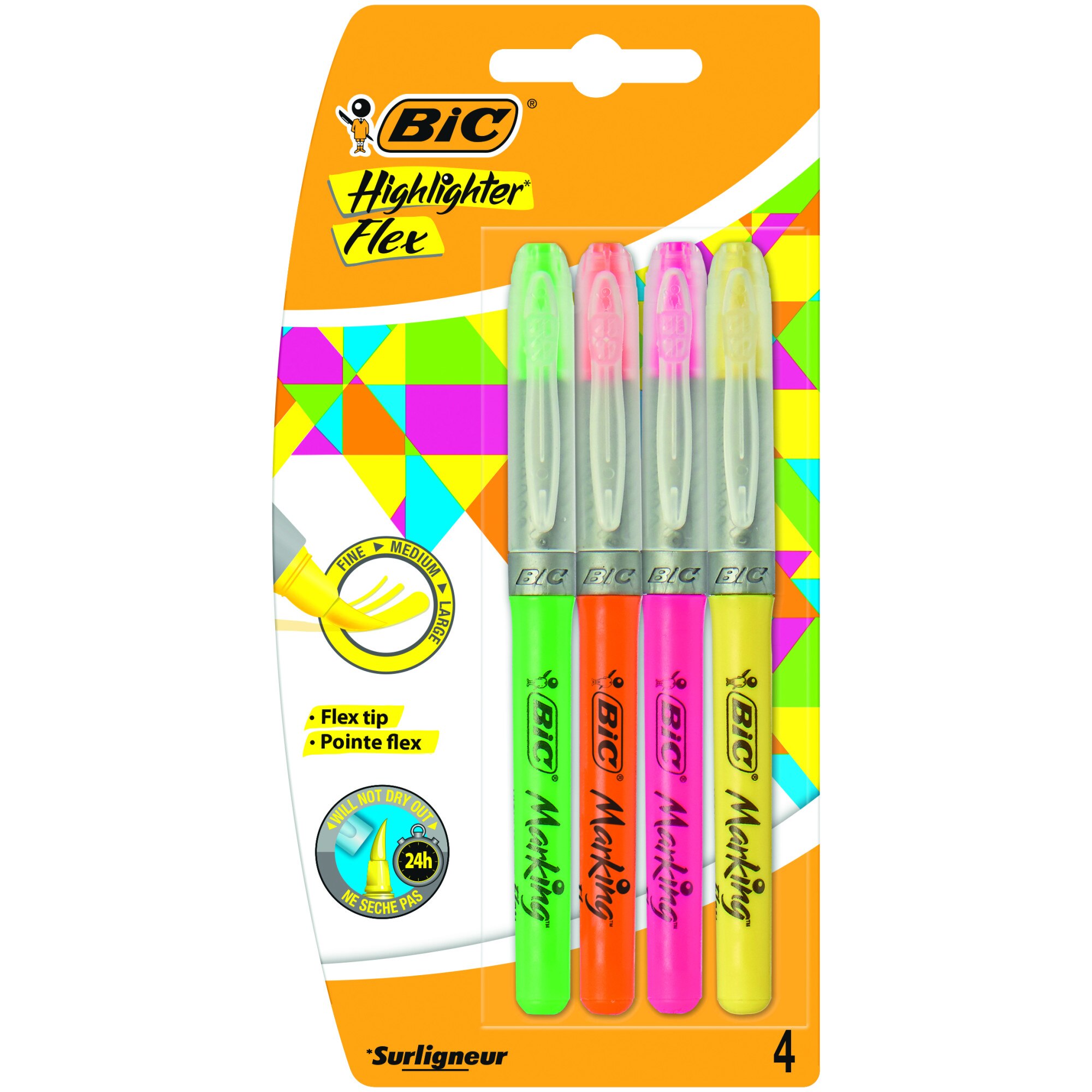 Evidentiator Flex Grip Bl/4 - 1 X galben. 1 X verde. 1 X roz. 1 X portocaliu