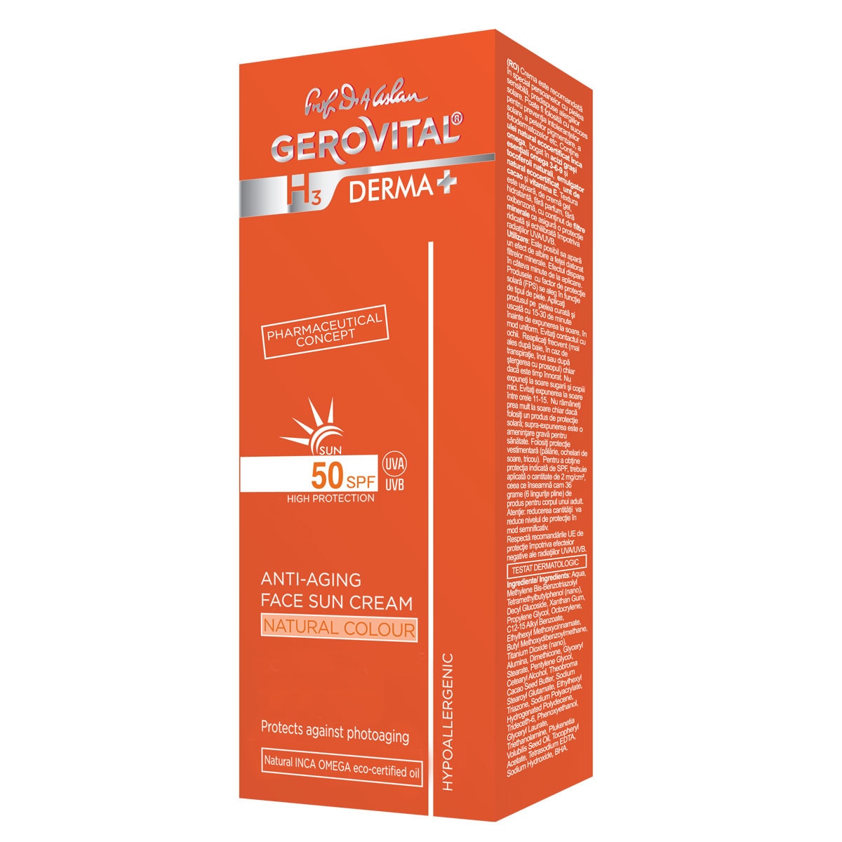 Gerovital H3 Derma+ Sun Crema de Fata Anti-Imbatranire SPF 50 50ml Pret