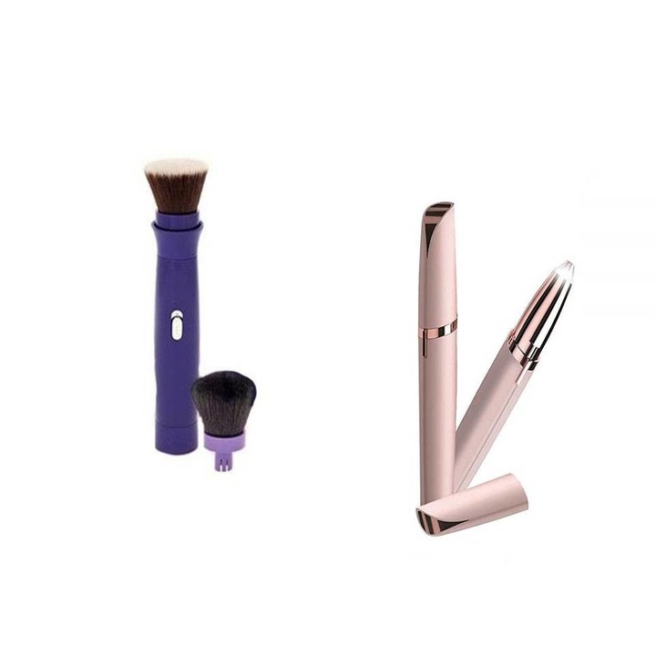 Pachet pensula electronica pentru make up + Trimmer Sprancene Premium Flawless PG