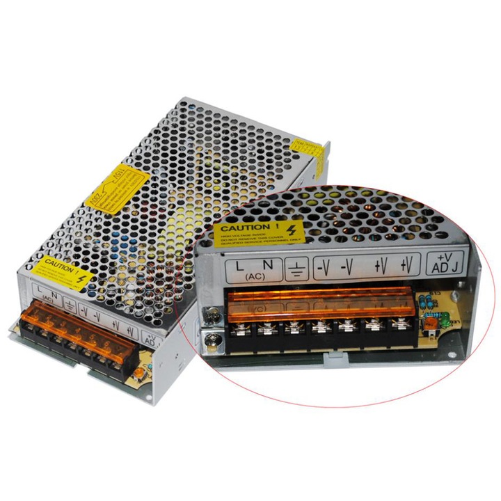 Sursa tensiune alimentare industriala in comutatie stabilizata 10A 12V pentru camere supraveghere