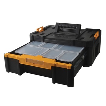 Organizator TSTAK III cu sertar adanc dotata cu 6 cutiute cu capac DeWalt - DWST1-70705 Organizator TSTAK III cu sertar adanc dotata cu 6 cutiute cu capac DeWalt - DWST1-70705