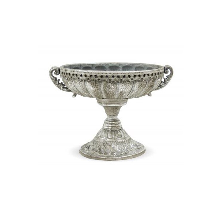 Amfora metalica, gri antichizat, dimensiune 26x31 cm