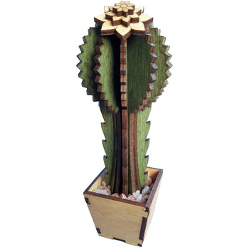 Floare Cactus ornamental, din lemn, cu sare roz de Himalaia II Floare Cactus ornamental, din lemn, cu sare roz de Himalaia II