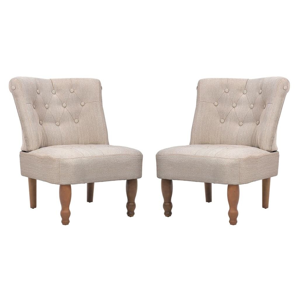 Set de 2 scaune in stil frantuzesc, vidaXL, Crem, 54 x 66,5 x 70 cm