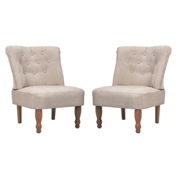 Set de 2 scaune in stil frantuzesc, vidaXL, Crem, 54 x 66,5 x 70 cm Set de 2 scaune in stil frantuzesc, vidaXL, Crem, 54 x 66,5 x 70 cm
